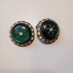 Vintage Green Clip-On Earrings